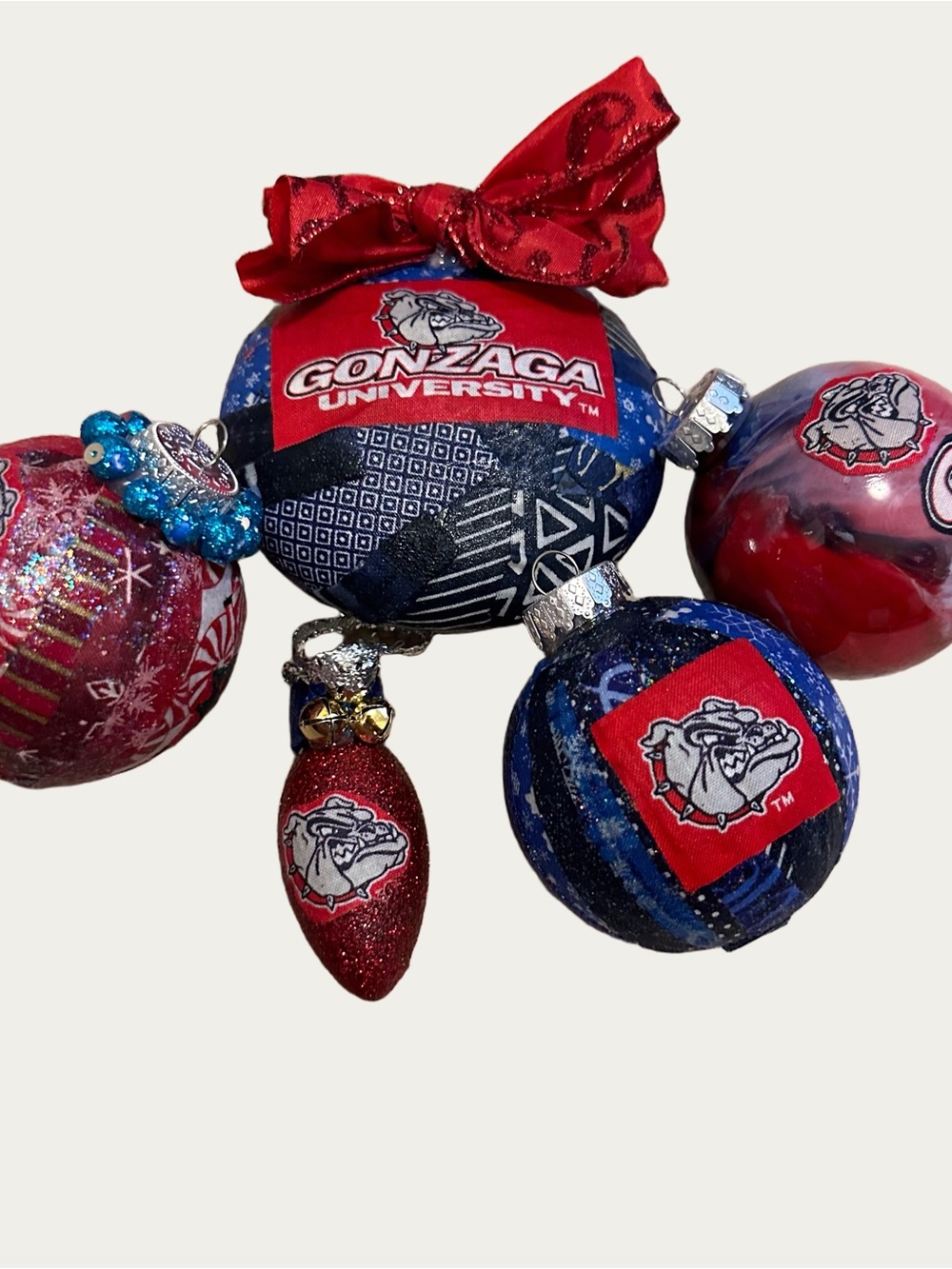 Gonzaga University Hand Crafted Patchwork Christmas Ornaments